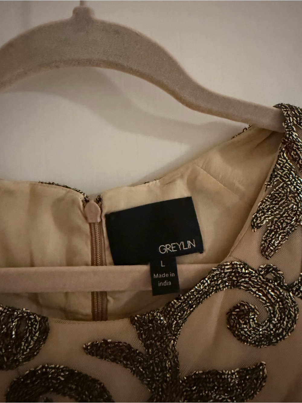 Greylin Women's Beige Embroidered Peplum Top from Anthropologie